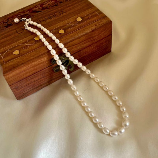 Graded White Oval Pearl Necklace - CherishBox