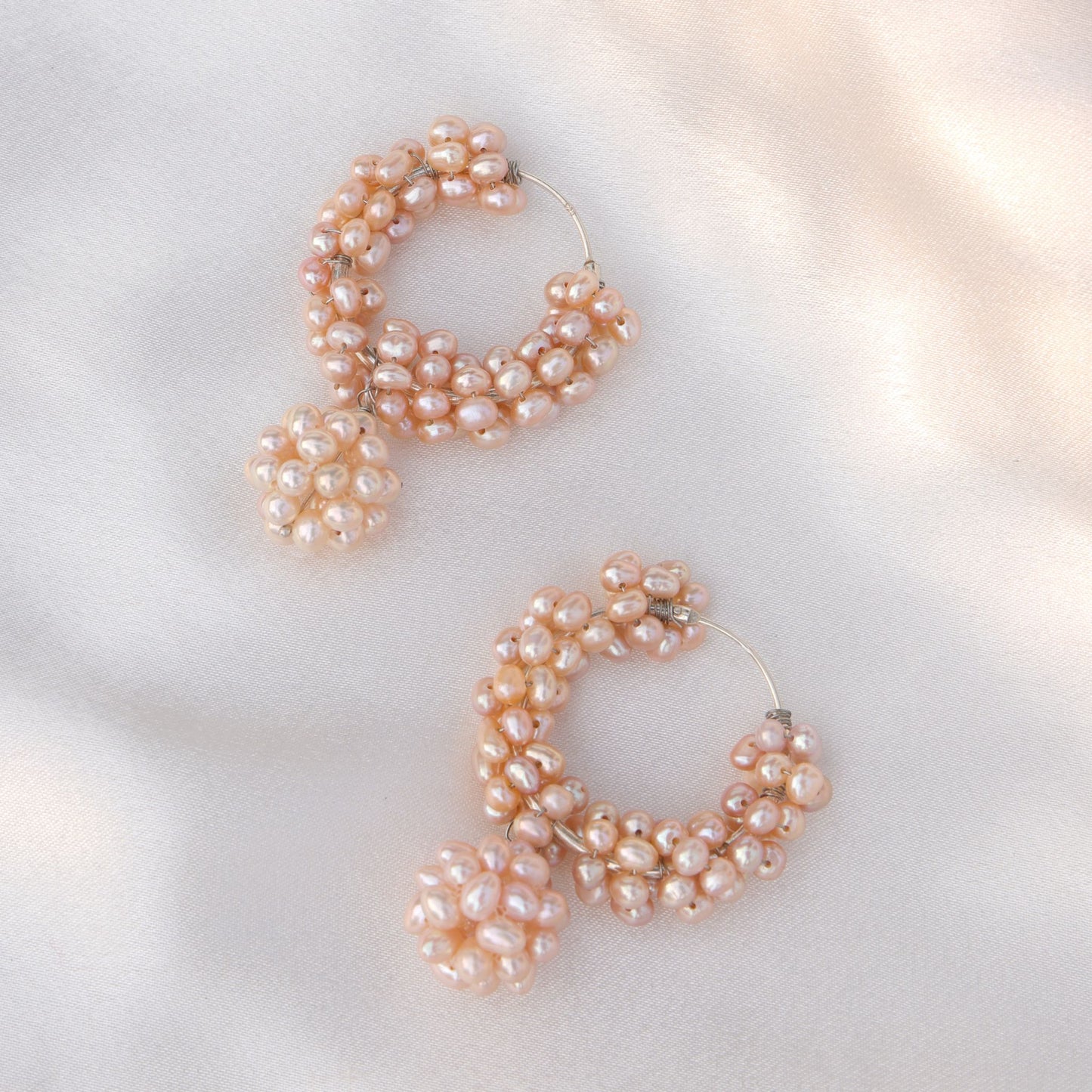Peach Pearl Hoop Earrings for ethnic wear- CherishBox