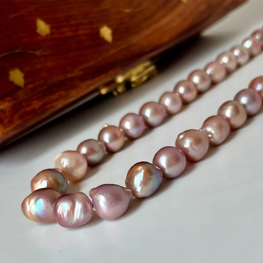 Beautiful Raw Natural_Baroque_Round Pearl_Necklace_in_Shades_of_Pink_-_CherishBox