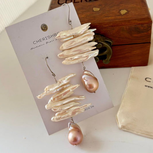 Biwa & Lavender Baroque Pearl Drop Earring in 92.5 Silver | CherishBox