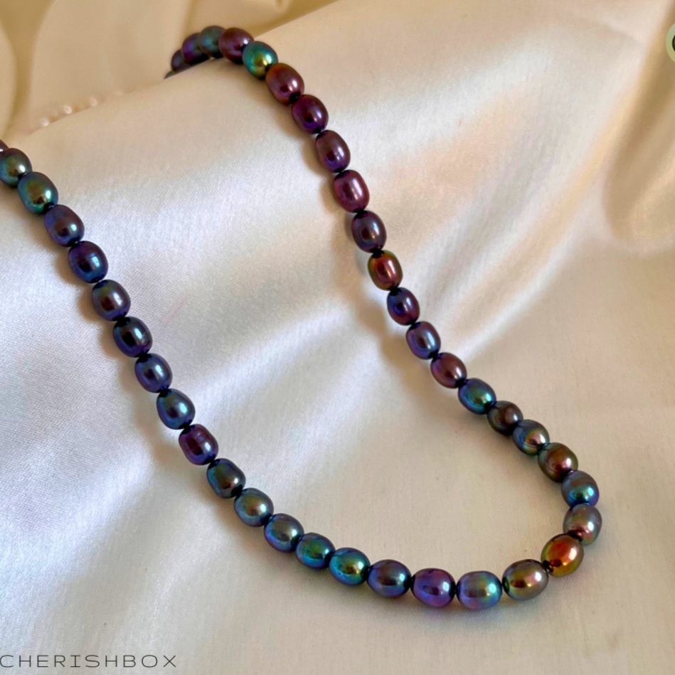 Blue Oval Pearl Necklace - CherishBox