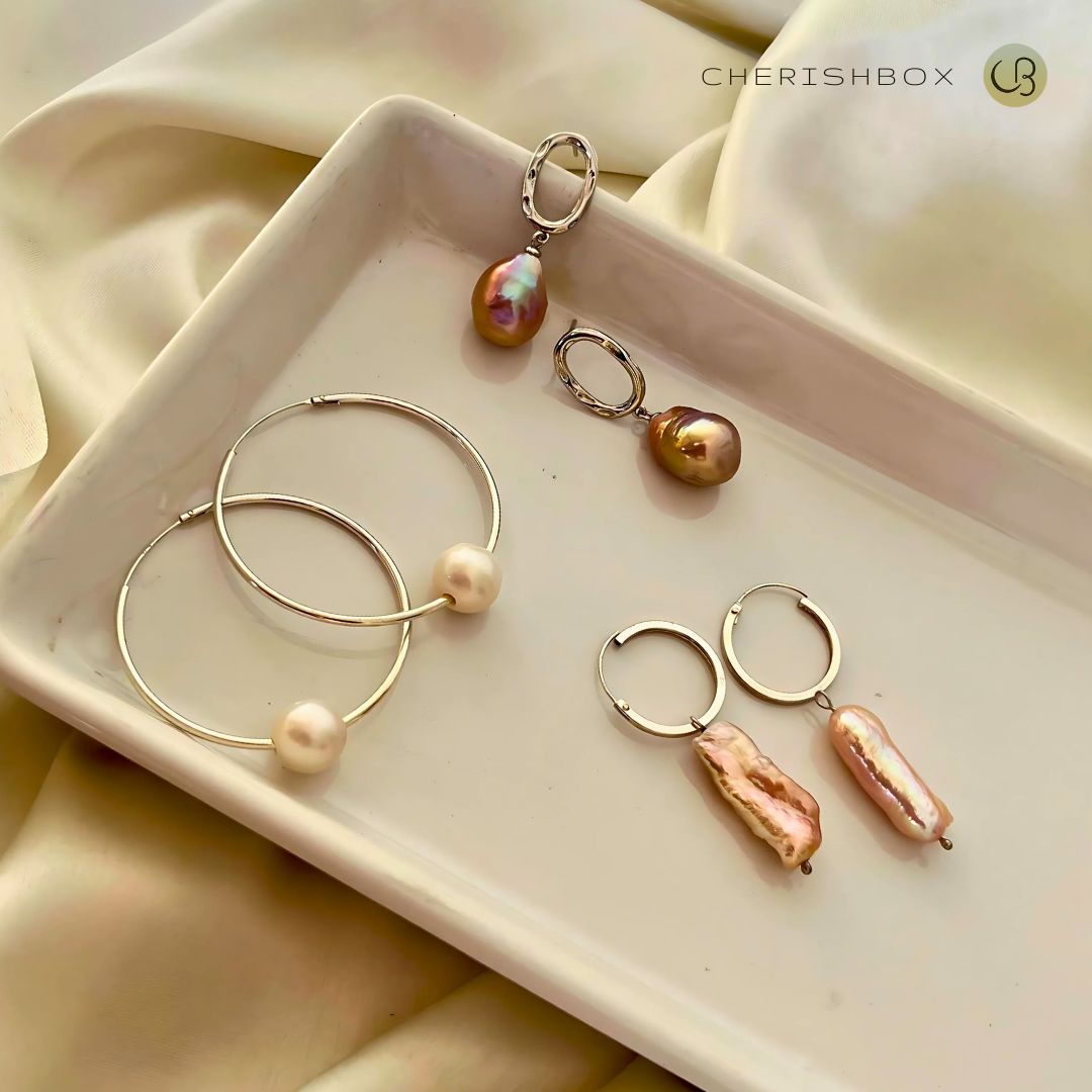 Cosmic Pearl Hoop Earrings Collection