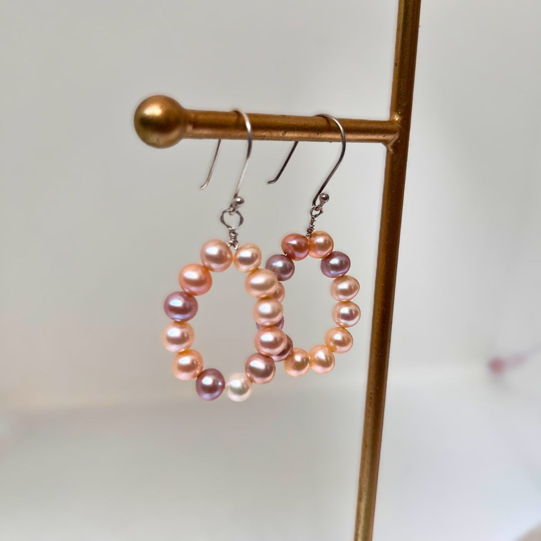 Cute Multicolor Real Pearl Hoop Earrings - CherishBox