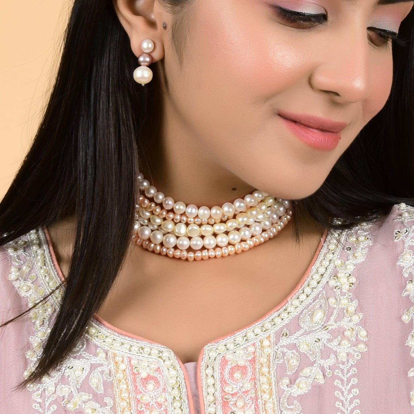 Chic Pearl Coker necklace and earring Set - CherishBox