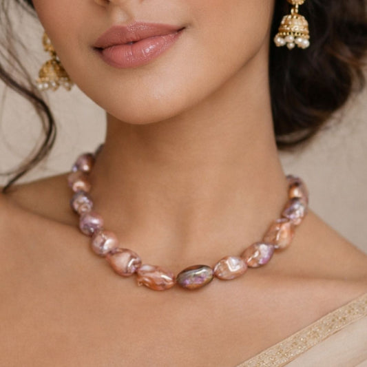 Lavéra – Natural Lavender Baroque Pearl Necklace in Sterling Silver - CherishBox