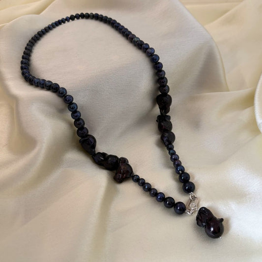 Midnight_Blue_-_Wren_Pearl_Necklace with pendant