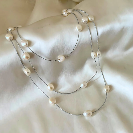 Ethereal White Real Pearl Necklace