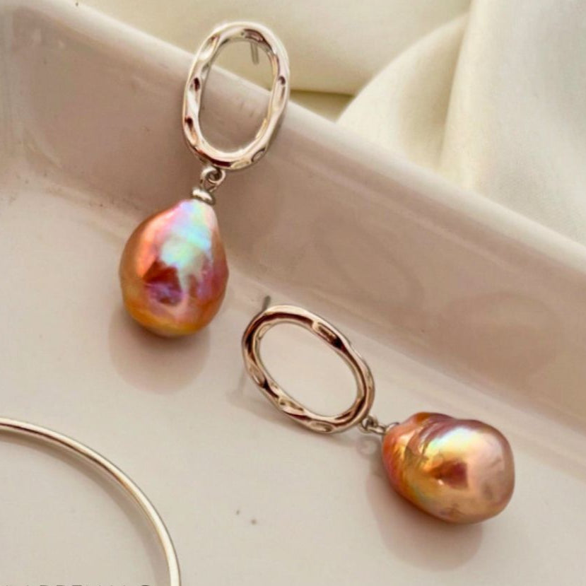 Premium Baroque Pearl Dangle Earrings in 925 Sterling Silver | CherishBox