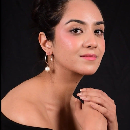 Silver Pearl Hoop Earrings - CherishBox