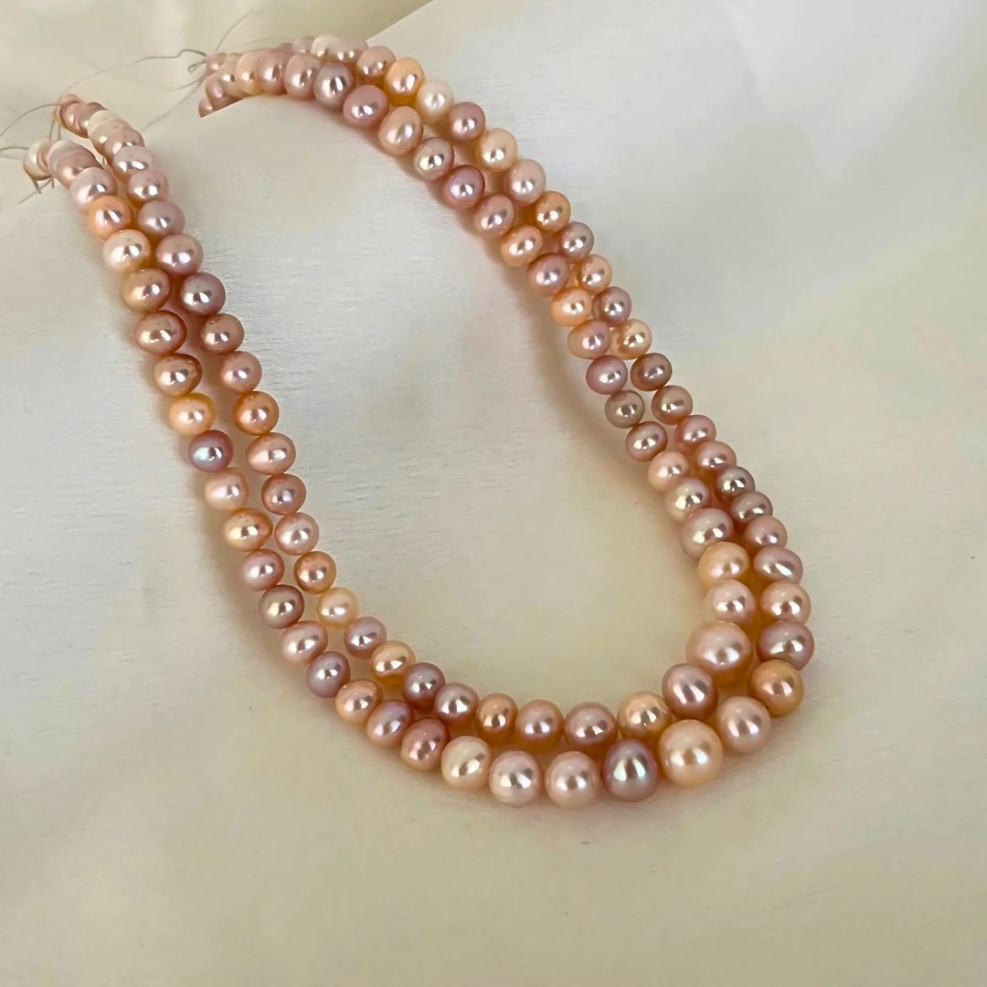 Soft Pink & Peach Two Layer Pearl Necklace - CherishBox