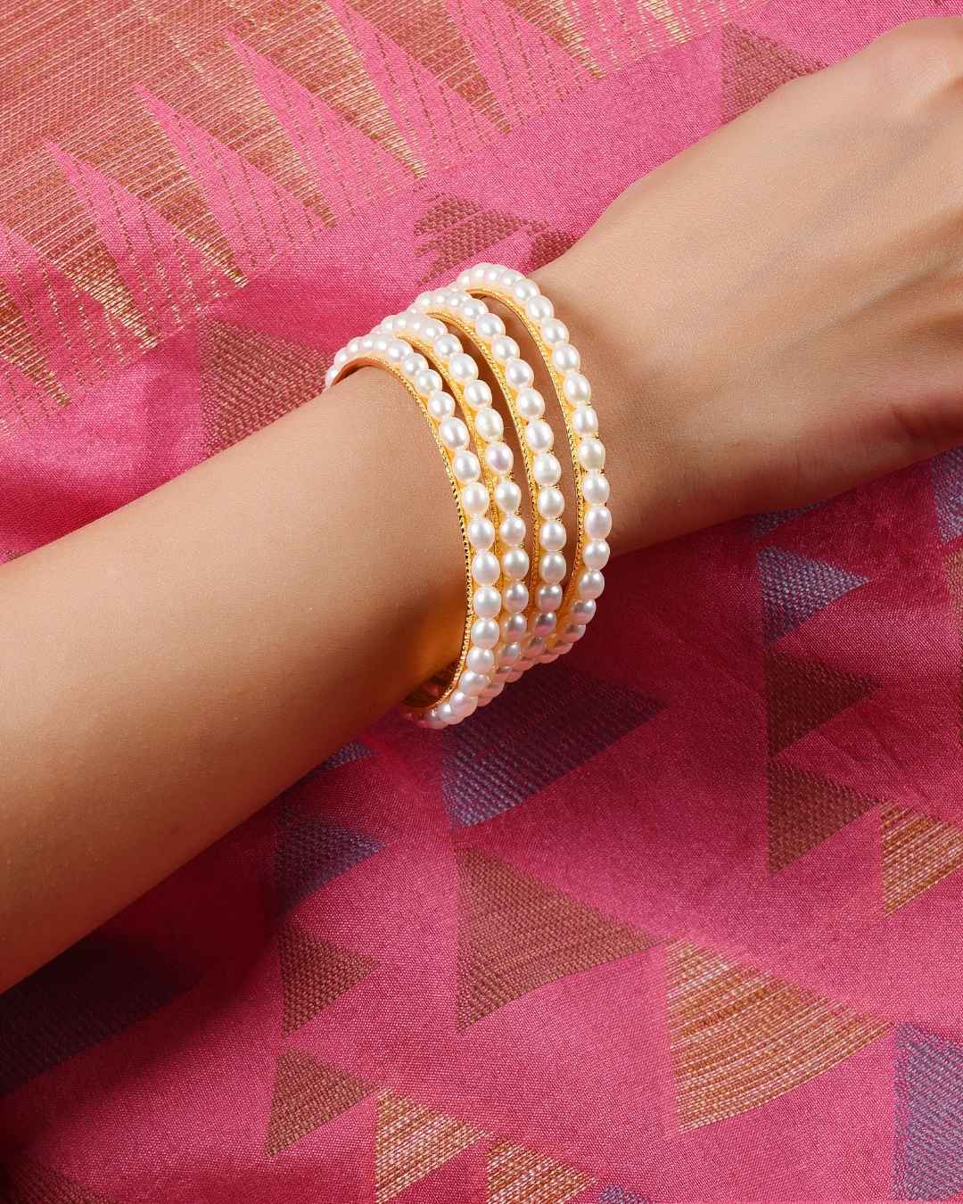 Traditional White Pearl Bangle - CherishBox