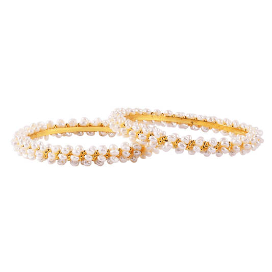 White Pearl Bangle in Gold Tone - CherishBox