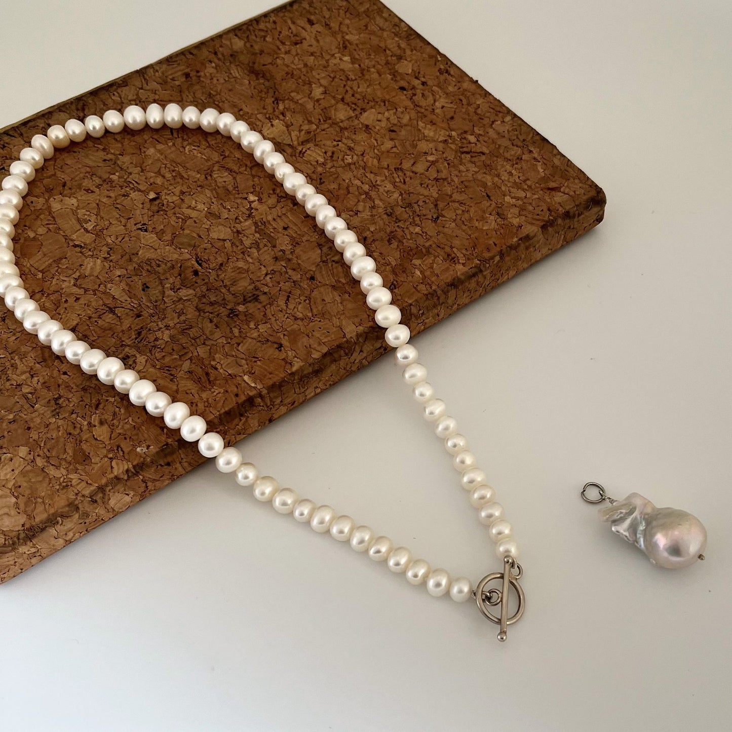 Pearl Necklace With Toggle Clasp and removable pendant- CherishBox