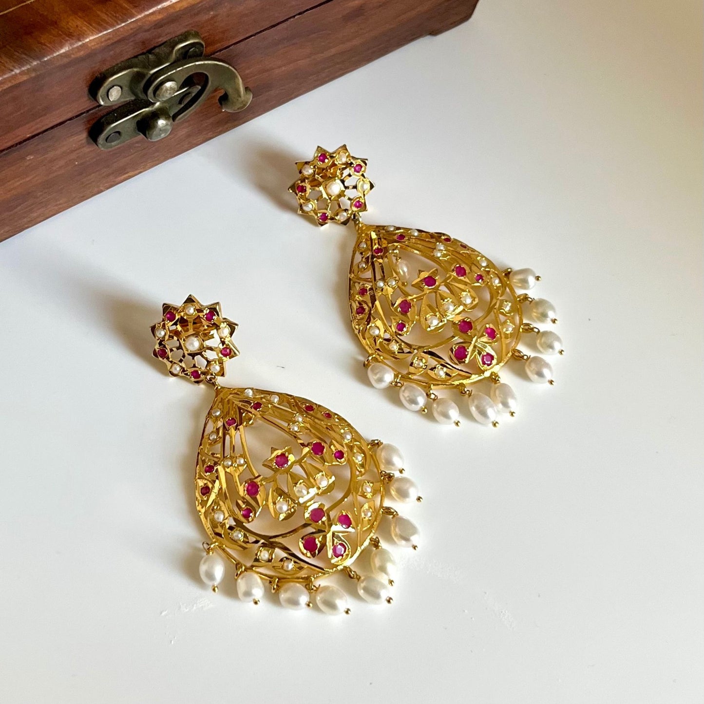 Silver Base Chandbali Earrings