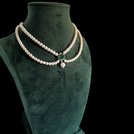 Beautiful Real Pearl Choker Necklace in Silver- CherishBox