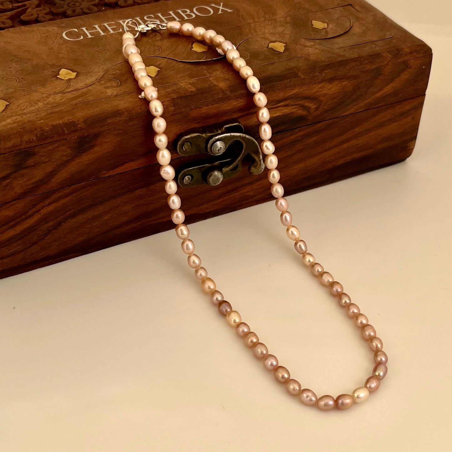 Peach Oval Pearl Necklace - CherishBox