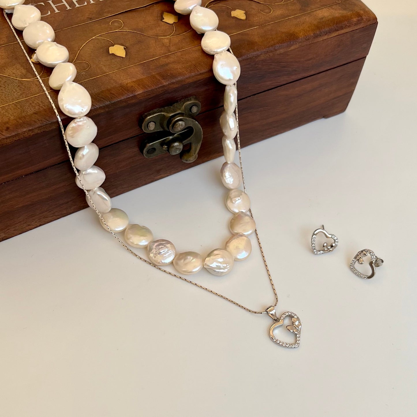 Heart Penchant Silver Pendant Set - CherishBox