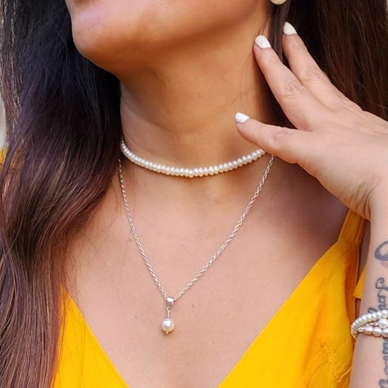 Pearl Pendant with Silver Chain - CherishBox