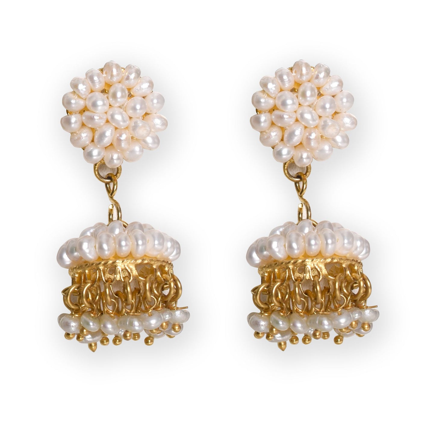 White Pearl Jhumka - CherishBox