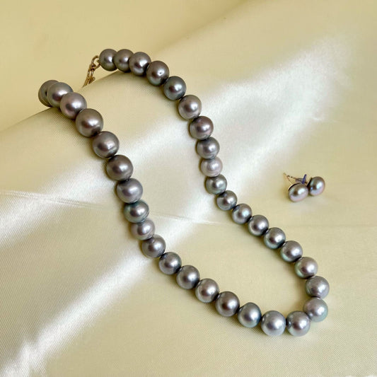 CherishBox Grey Pearl Necklace Set