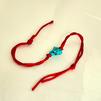 Handcrafted Single Turquoise Rakhi - CherishBox Real Pearl Jewellery