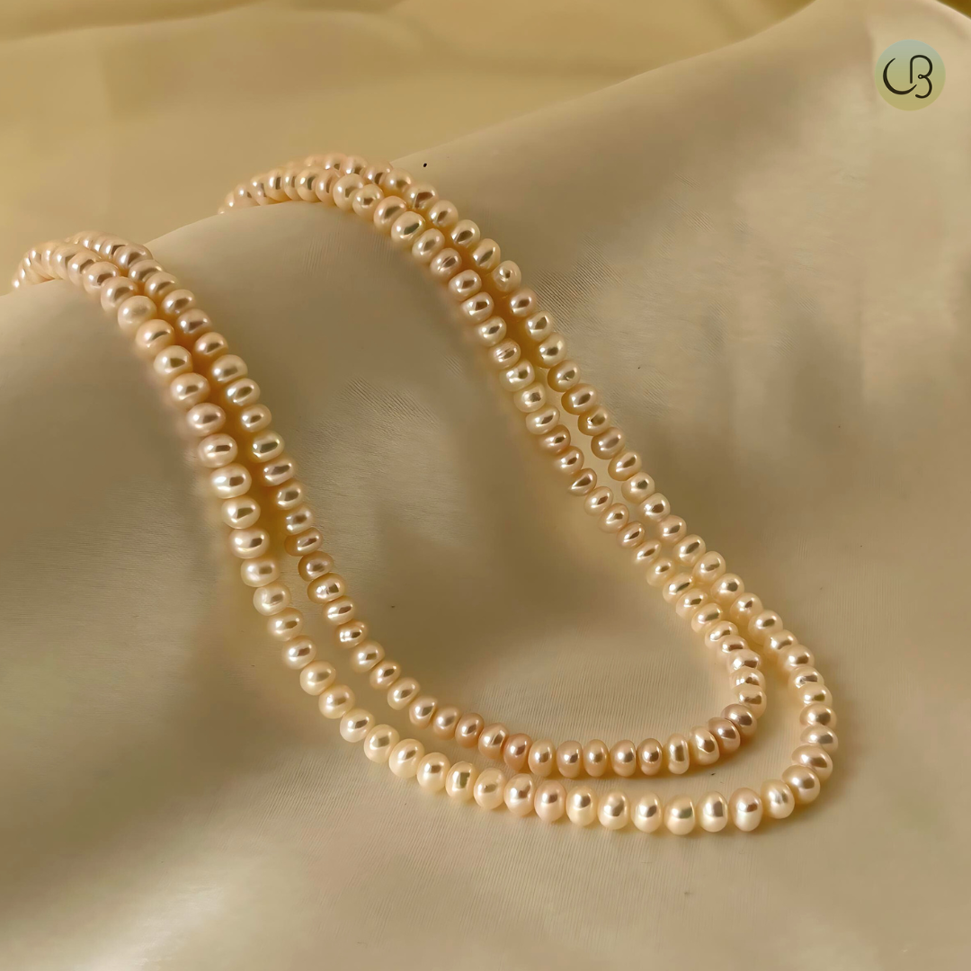 Two Layered Button White Pearl Necklace CherishBox