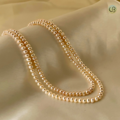 Two Layered Button White Pearl Necklace CherishBox