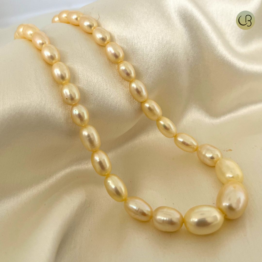 Graded Oval Golden Freshwater Pearl Necklace CherishBox