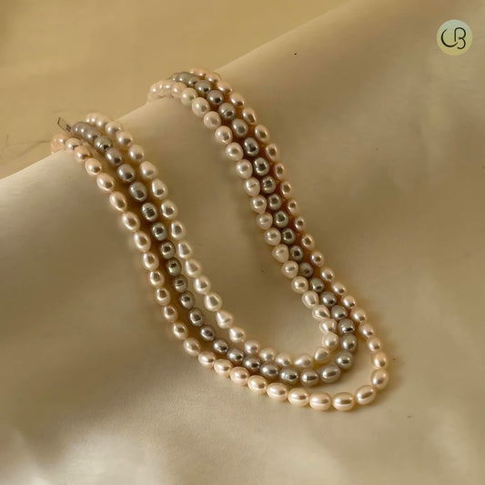 Three Layered Oval Pearl Necklace - CherishBox