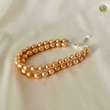 Golden Two Layered Oval Pearl Bracelet - CherishBox