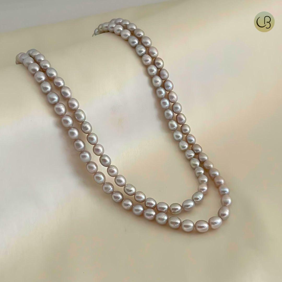 Two Layered Grey Oval Pearl Necklace - CherishBox