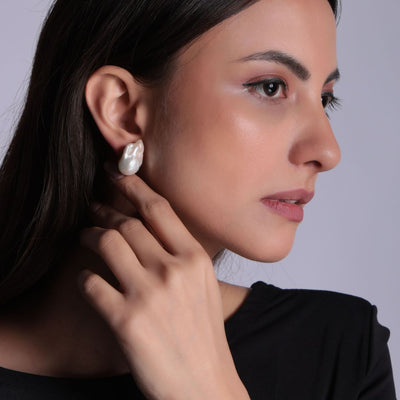 AAA+ Big Baroque Pearl Stud Earrings | CherishBox Real Premium Pearls