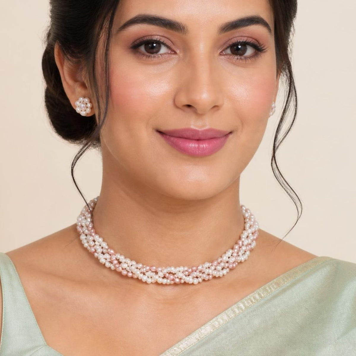 AI Image Twisted Pearl Choker Set - CherishBox