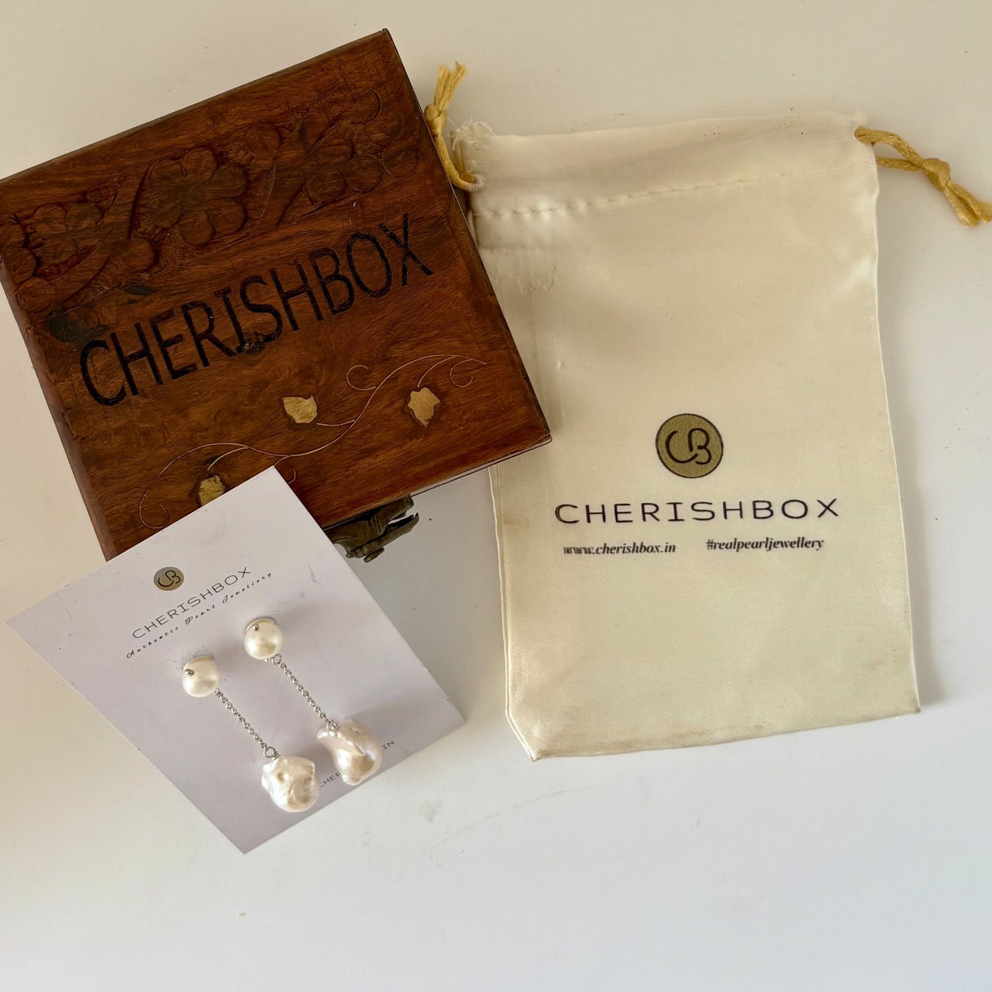 Baroque Drop Pearl Earrings in 92.5 Sterling Silver Chain - CherishBox