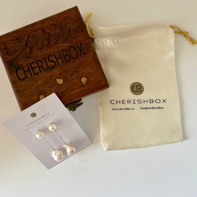 Baroque Drop Pearl Earrings in 92.5 Sterling Silver Chain - CherishBox