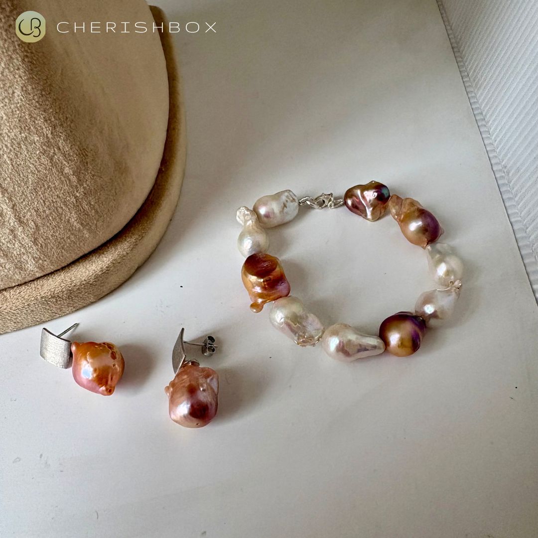 Baroque Freshwater Pearl Set | Necklace, Bracelet & Earrings – CherishBox