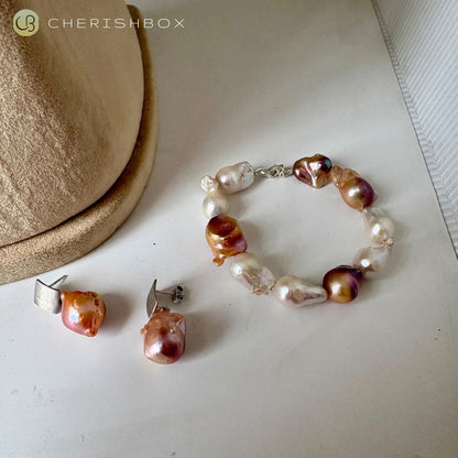 Baroque Freshwater Pearl Set | Necklace, Bracelet & Earrings – CherishBox