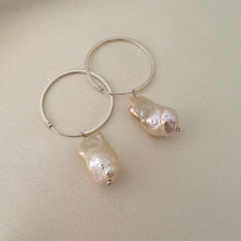 Baroque Pearl Silver Hoop Earrings - CherishBox