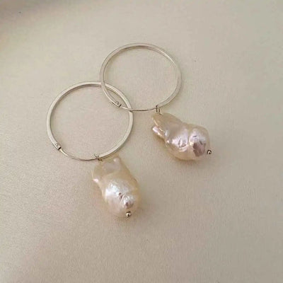 Moonlight Baroque Pearl Hoop Earrings