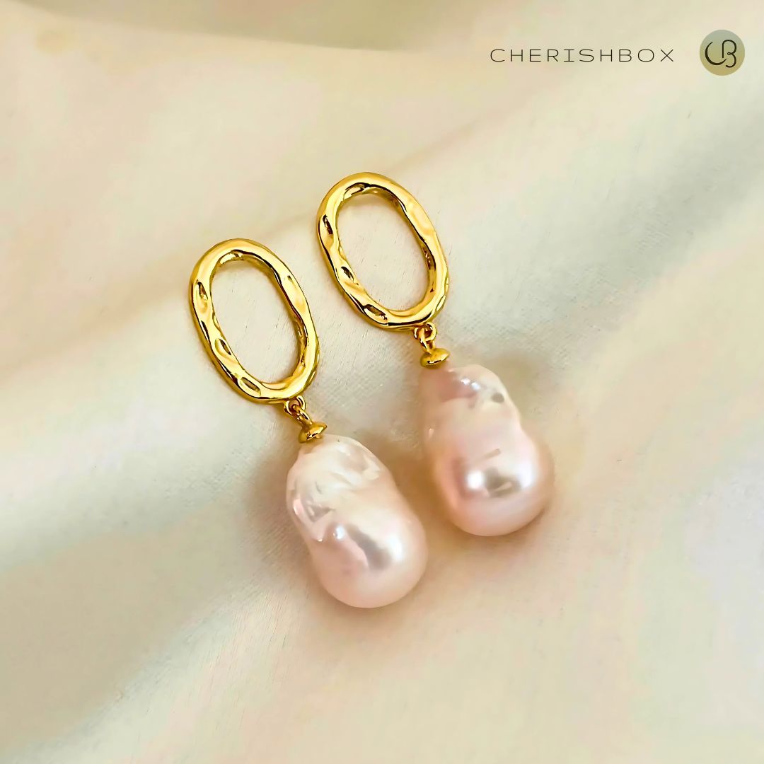 Baroque Pearl Earring in 925 sterling silver - CherishBox