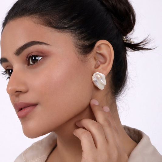 Baroque Unshaped Pearl Studs - CherishBox