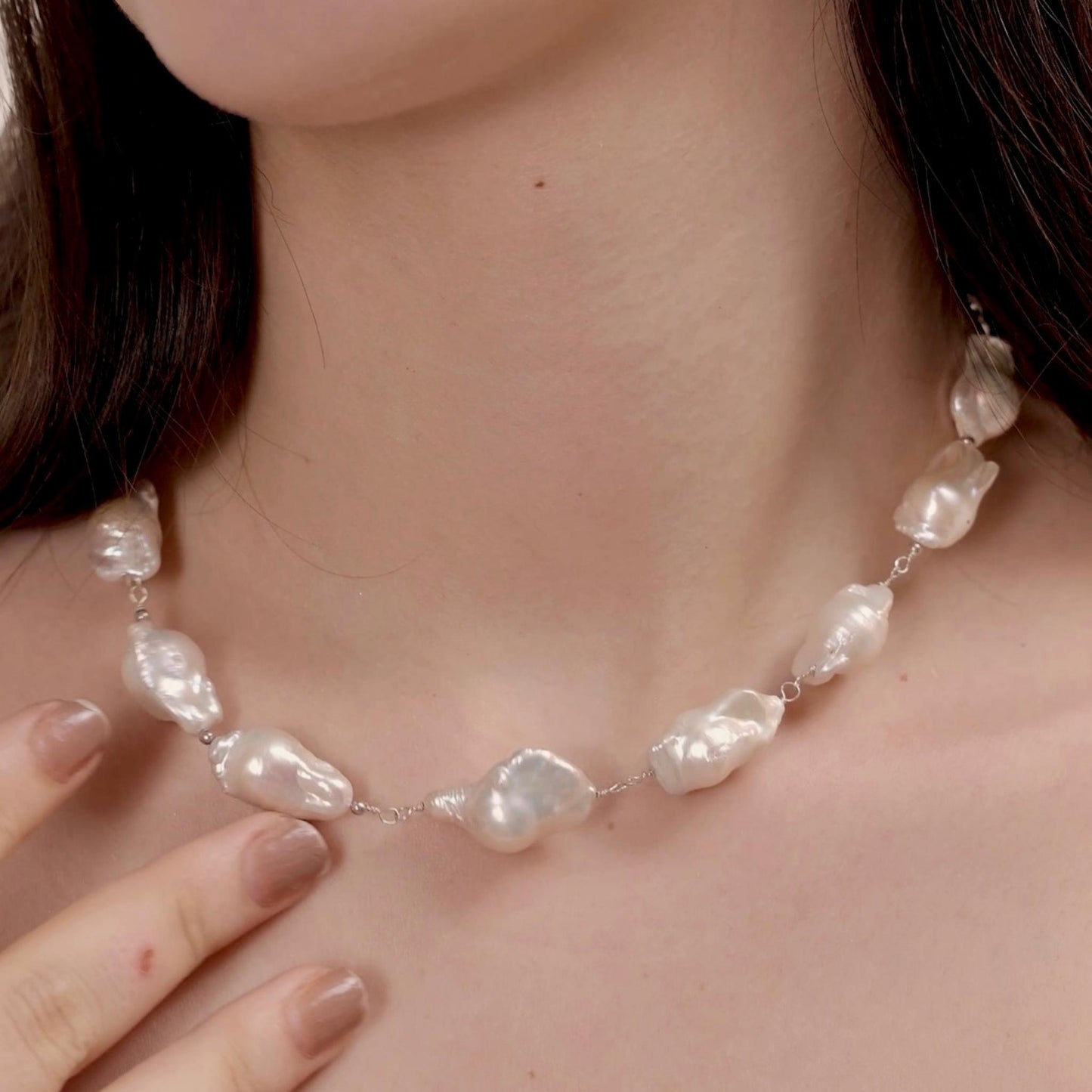 Beaded Baroque Pearl Necklace in 92.5 Sterling Silver | CherishBox