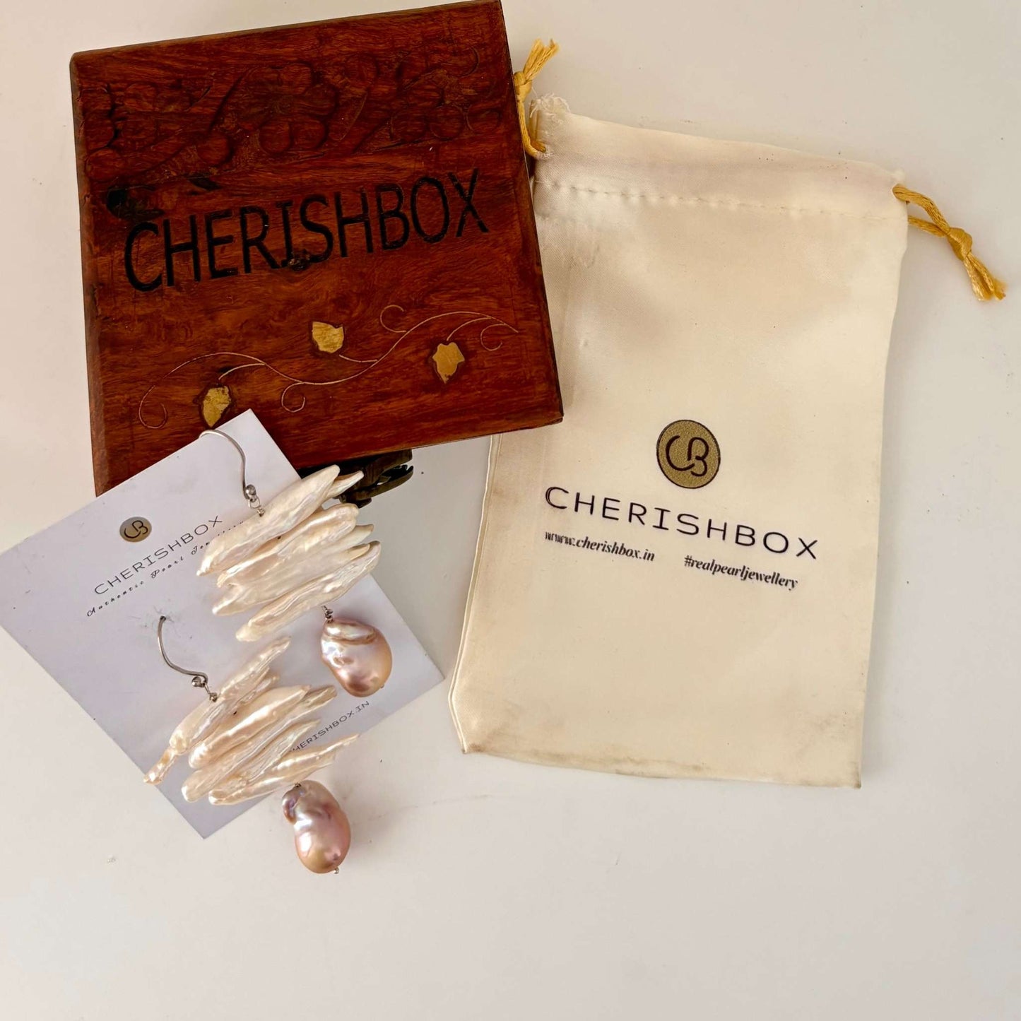 Beautiful Long Contemporary Nyx Baroque Pearl Earrings - CherishBox