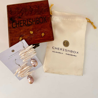 Beautiful Long Contemporary Nyx Baroque Pearl Earrings - CherishBox