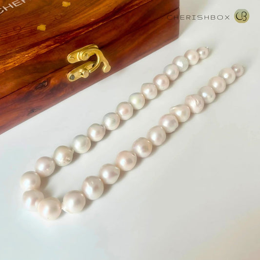 Big Baroque Round Real White Pearl Necklace | 15–20mm | CherishBox