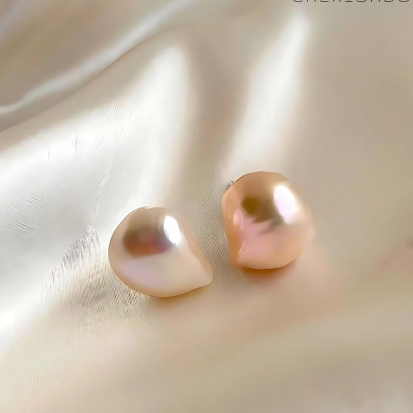 Big Peach Freshwater Pearl Stud- 15mm CherishBox