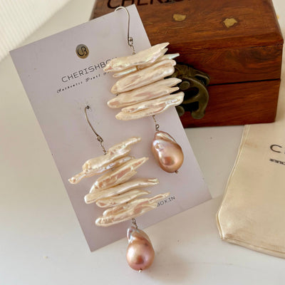 Biwa & Lavender Baroque Pearl Drop Earring in 92.5 Silver | CherishBox