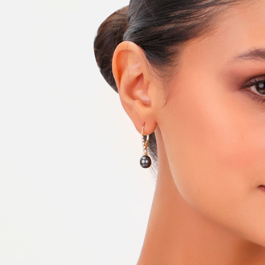 Midnight Grace Black Freshwater Pearl Drop Earrings