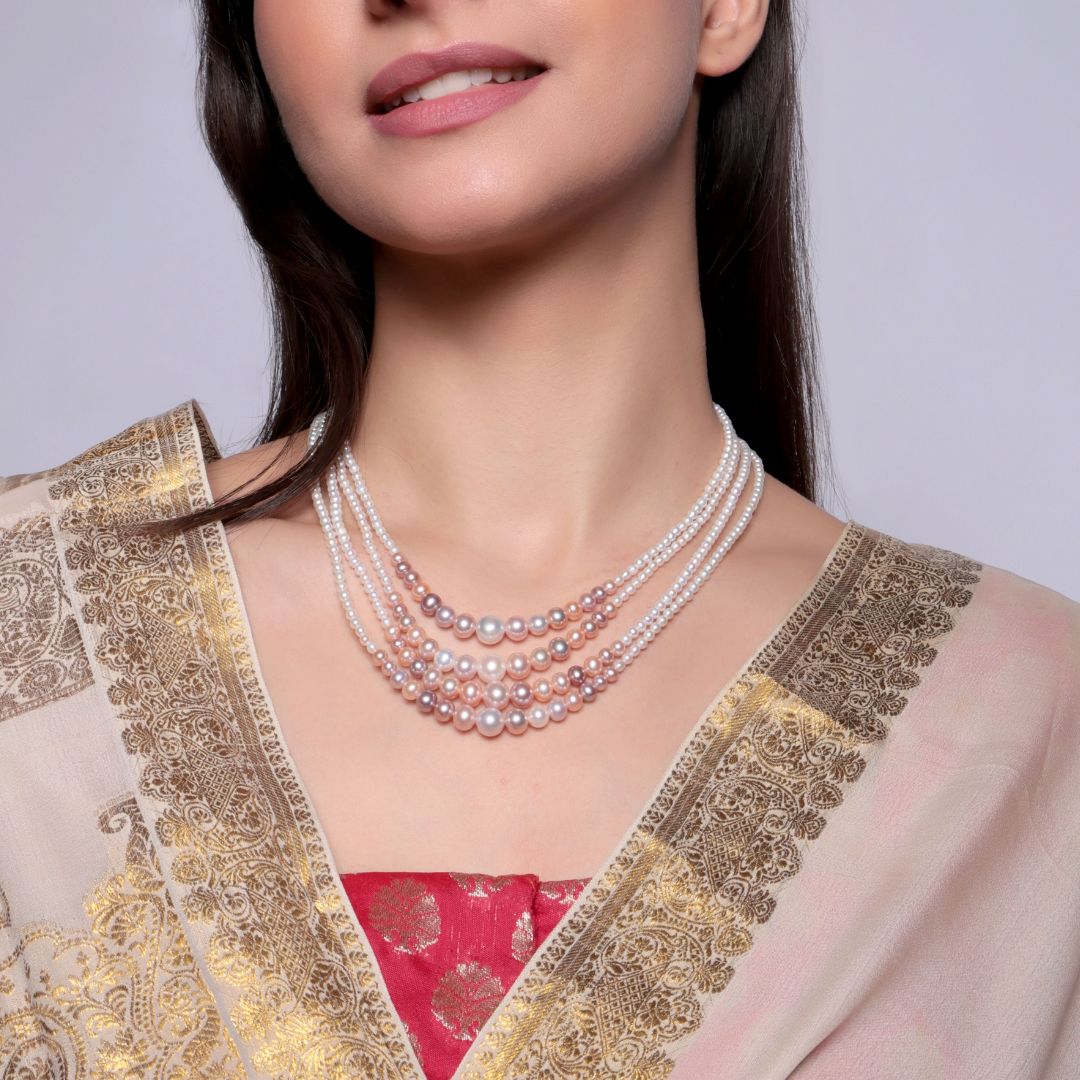 Blush Bloom Four-Layer Freshwater Pearl Necklace – CherishBox Authentic Jewellery