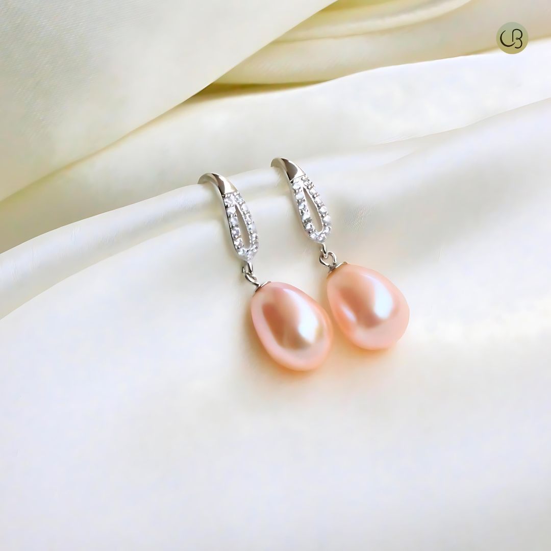 Peach Freshwater Pearl Drop Earring - CherishBox